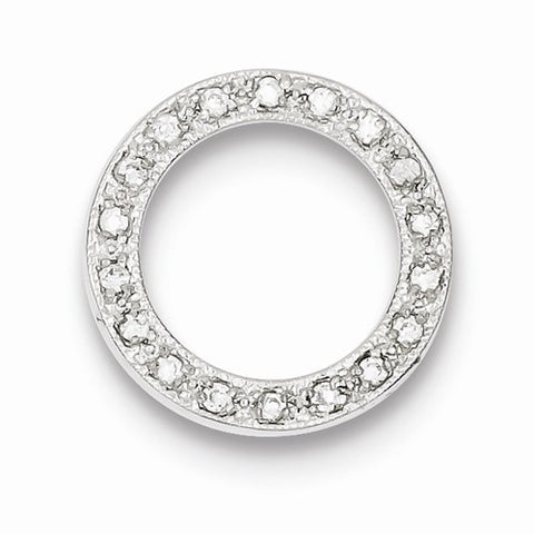 Sterling Silver CZ Circle Chain Slide Pendant, Pendants for Necklace