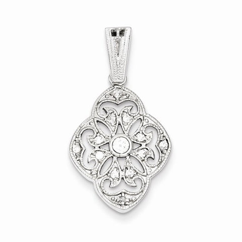 Sterling Silver CZ Vintage Style Pendant, Pendants for Necklace