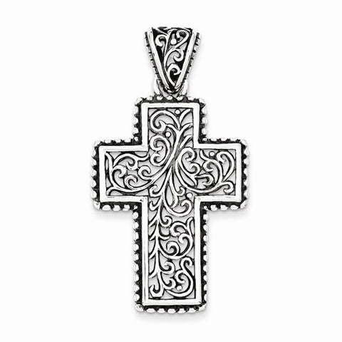 Sterling Silver Antiqued Swirl Cross pendant, Pendants for Necklace