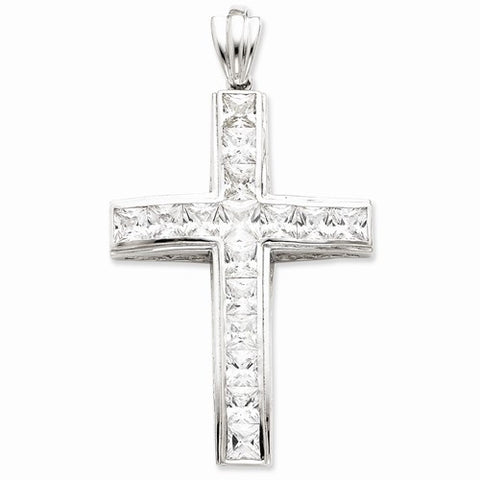 Sterling Silver CZ Cross Pendant, Pretty Pendants for Necklace