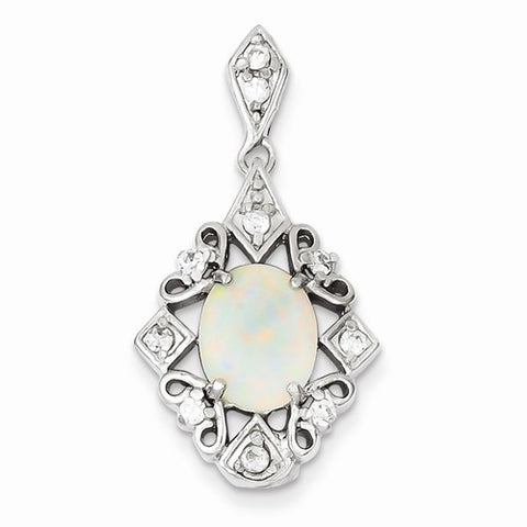 Sterling Silver Created Opal & CZ Pendant, Pendants for Necklace