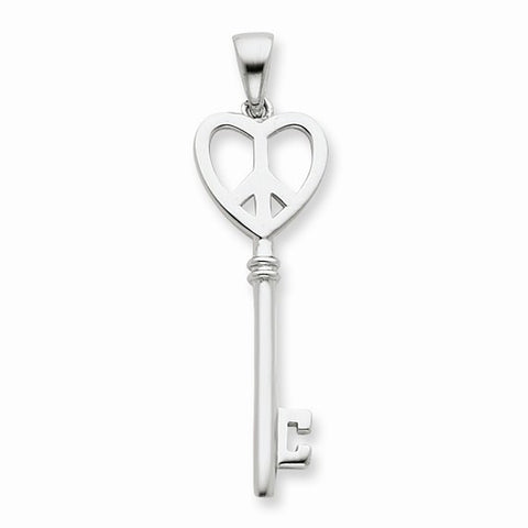 Sterling Silver Peace Sign Heart Key Pendant, Pendants for Necklace