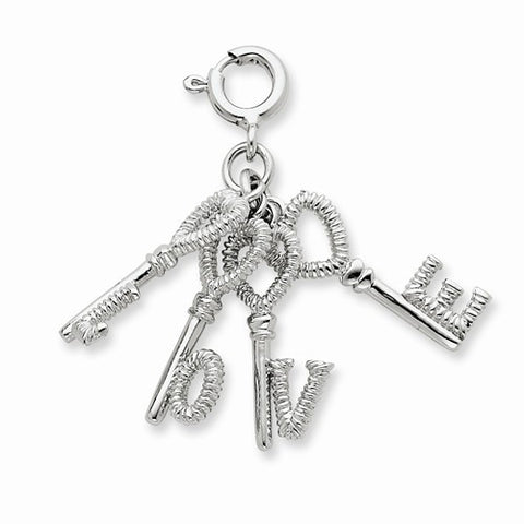 Sterling Silver Heart Love Key Pendant, Pendants for Necklace