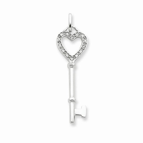 Sterling Silver CZ Heart Key pendant, Exquisite Pendants for Necklace
