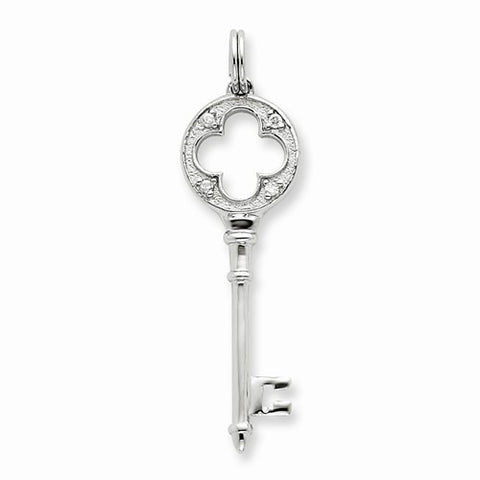 Sterling Silver CZ Key pendant, Fine Pendants for Necklace