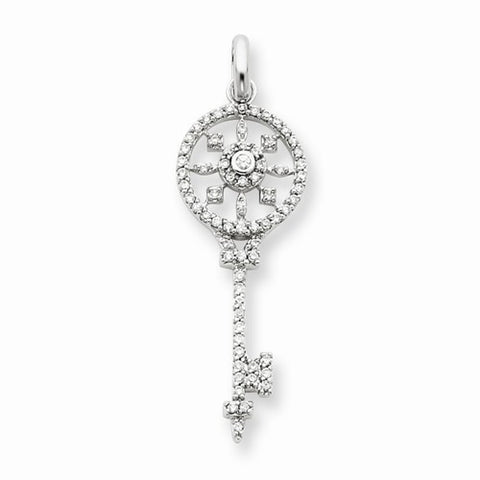 Sterling Silver CZ Key pendant, Pretty Pendants for Necklace
