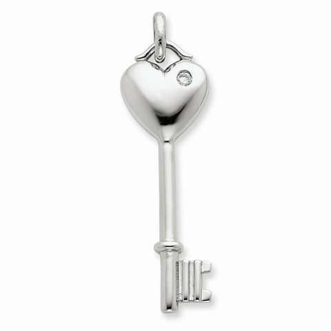 Sterling Silver CZ Heart Key pendant, Lovely Pendants for Necklace