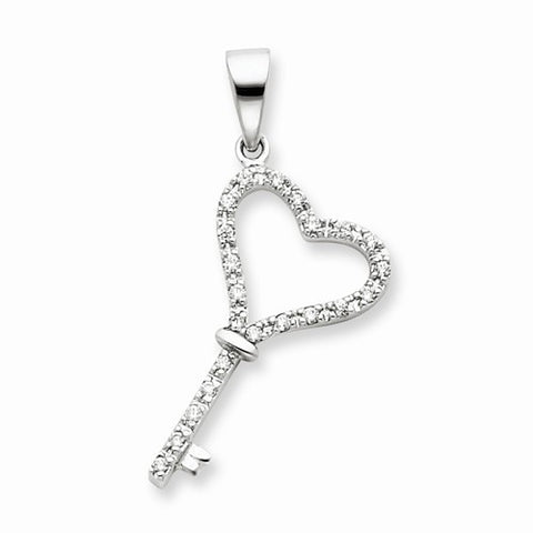 Sterling Silver CZ Heart Key pendant, Adorable Pendants for Necklace