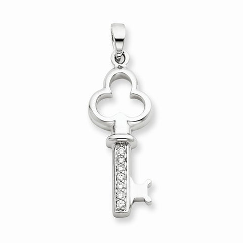 Sterling Silver CZ Key pendant, Dazzling Pendants for Necklace