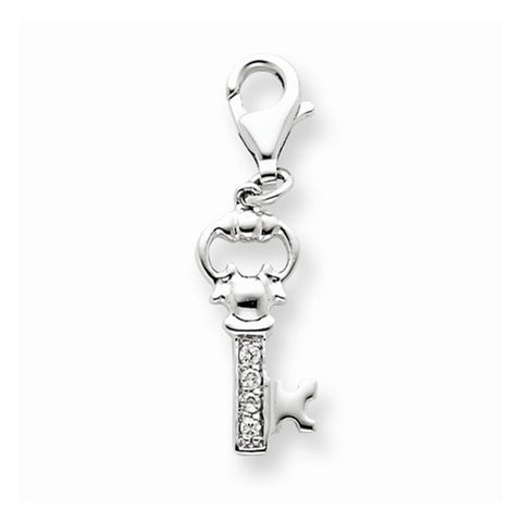Sterling Silver CZ Key Pendant, Classy Pendants for Necklace