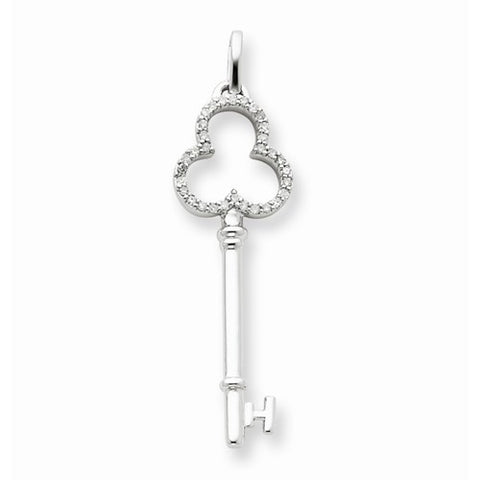 Sterling Silver Diamond Key Pendant, Alluring Pendants for Necklace