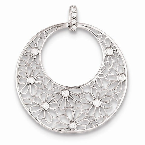 Sterling Silver Cut-out Flowers and CZ Circle Pendant, Pendants for Necklace