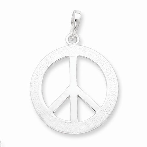 Sterling Silver Polished & Textured Peace Pendant, Pendants for Necklace