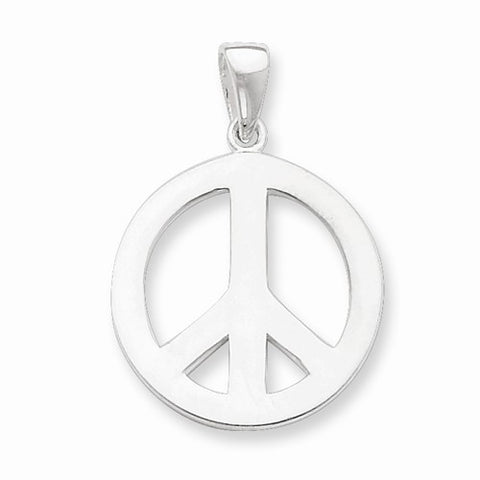 Sterling Silver Round Polished Peace Pendant, Pendants for Necklace