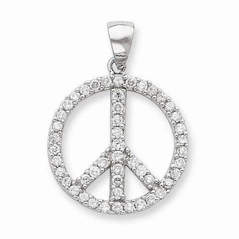 Sterling Silver CZ Peace Symbol Pendant, Pendants for Necklace