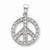 Sterling Silver Clear CZ Round Peace Symbol Pendant, Pendants for Necklace