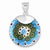 Sterling Silver Blue & Green Glass Polished Fancy Round Pendant, Pendants for Necklace