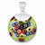 Sterling Silver Multicolored Glass Polished Fancy Round Pendant, Pendants for Necklace