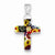 Sterling Silver Multicolored Glass Polished Cross Pendant, Pendants for Necklace