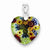 Sterling Silver Multicolored Glass Polished Heart Pendant, Pendants for Necklace