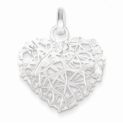 Sterling Silver Polished Puffed Heart pendant, Alluring Pendants for Necklace