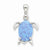 Sterling Silver Created Opal Inlay Sea Turtle Pendant, Pendants for Necklace