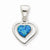 Sterling Silver Created Blue Opal Inlay Heart Pendant, Pendants for Necklace