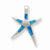 Sterling Silver Created Blue Opal Inlay Flat Starfish Slide Pendant, Pendants for Necklace