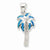 Sterling Silver Created Blue Opal Inlay Palm Tree Pendant, Pendants for Necklace