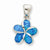 Sterling Silver Created Blue Inlay Opal Flower Pendant, Pendants for Necklace