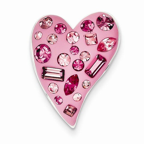 Sterling Silver Stellux Crystal Pink Heart Slide Pendant, Pendants for Necklace