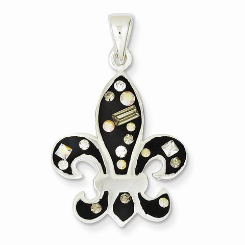 Sterling Silver Preciosa Crystal Fleur De Lis Pendant, Pendants for Necklace