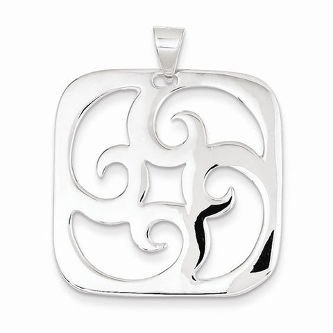 Sterling Silver Square Swirl Pendant, Pendants for Necklace