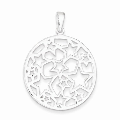 Sterling Silver Star Filigree Round Pendant, Pendants for Necklace