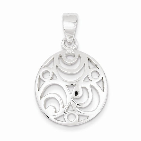 Sterling Silver Round Polished Filigree Pendant, Pendants for Necklace