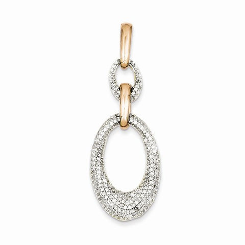 Sterling Silver & Vermeil Oval CZ Pendant, Pendants for Necklace