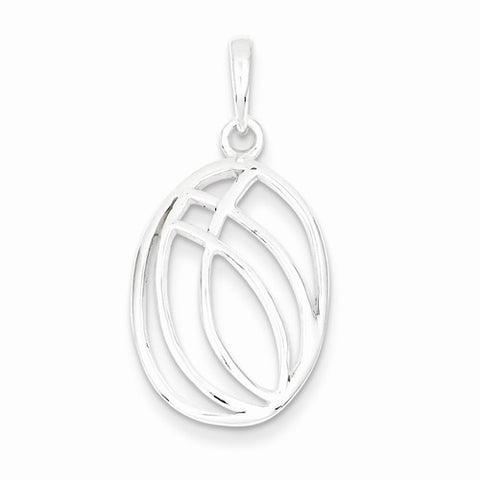 Sterling Silver Polished Fancy Oval Pendant, Pendants for Necklace