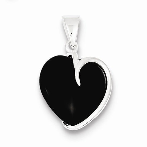 Sterling Silver Onyx Heart Pendant, Pendants for Necklace
