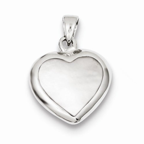 Sterling Silver Onyx & Mother Of Pearl Reversible Heart Pendant, Pendants for Necklace