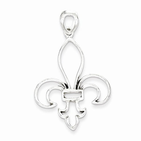 Sterling Silver Cut-Out Fleur de Lis Pendant, Pendants for Necklace