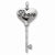 Sterling Silver Heart Top w/ Peace Inscription and CZ Key Pendant, Pendants for Necklace