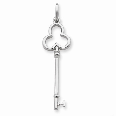 Sterling Silver Clover Top Small Key Pendant, Pendants for Necklace