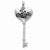 Sterling Silver Heart Top w/ Hope Inscription Key Pendant, Pendants for Necklace