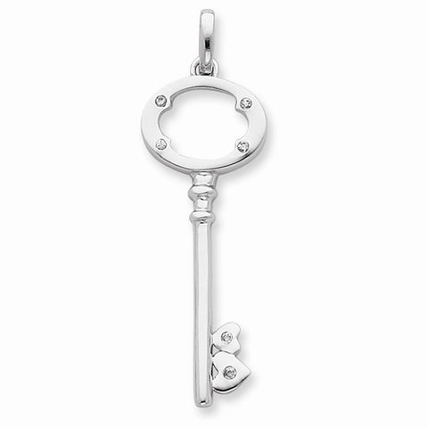 Sterling Silver CZ Key Pendant, Alluring Pendants for Necklace