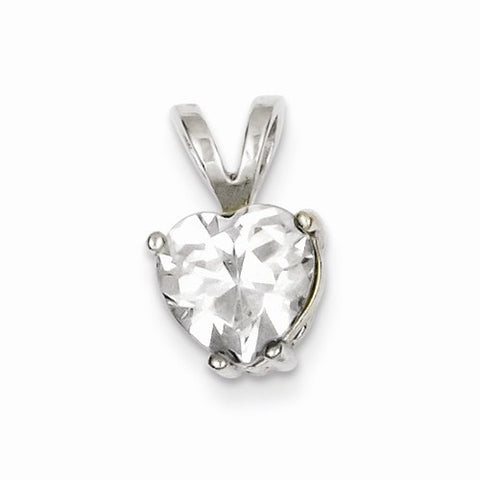 Sterling Silver Heart CZ Pendant, Charm