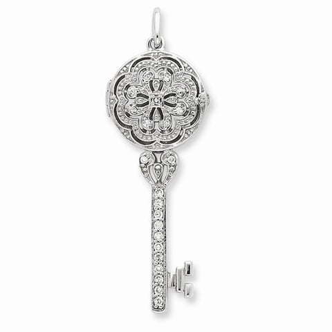 Sterling Silver CZ Key Locket