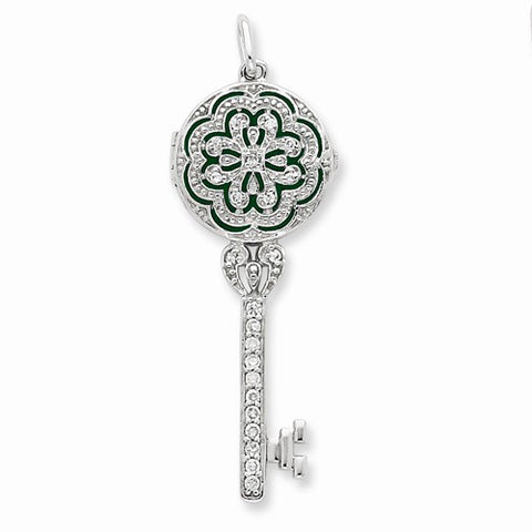 Sterling Silver CZ Key Locket