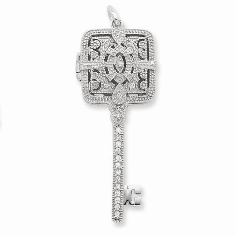 Sterling Silver CZ Square Key Locket