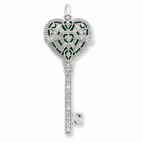 Sterling Silver CZ Heart Key Locket