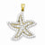 Sterling Silver Flash Gold-Plated and CZ Starfish Pendant, Pendants for Necklace